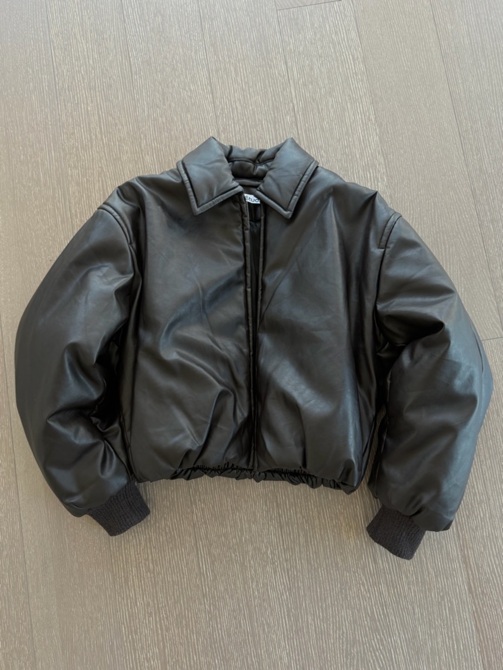 Acne Studios Oversized Dark Brown Leather-Look Bomber Jacket